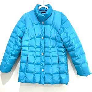 Vintage Gallery Women's Blue Down Waterfowl Feathers Puffer Jacket Coat Size L